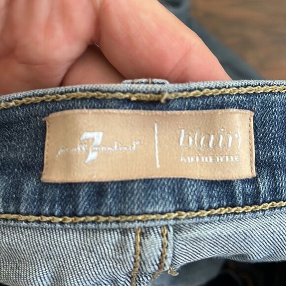 7 For All Mankind B(air) The High Waist Ankle Skinny Distressed Denim Jeans - Picture 11 of 12